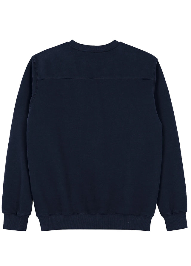Back view of a men's navy crewneck sweatshirt-XR3426ZQ-S,XR3426ZQ-M,XR3426ZQ-L,XR3426ZQ-XL,XR3426ZQ-XXL
