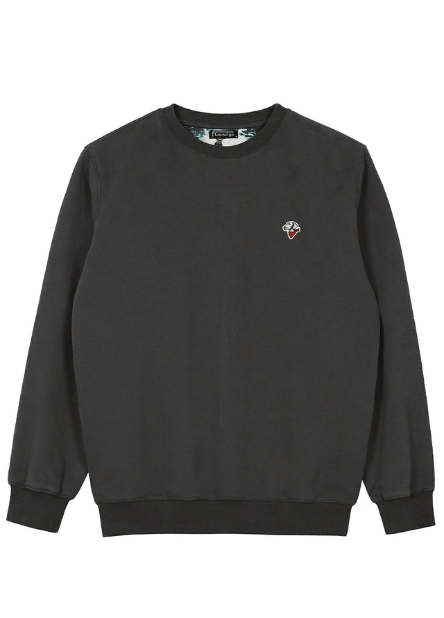 Front view of a gray men's crewneck sweatshirt-XR3426HuiS-S,XR3426HuiS-M,XR3426HuiS-L,XR3426HuiS-XL,XR3426HuiS-XXL