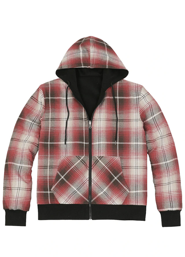 Men's Reversible Plaid Zip-Up Hooded Sweatshirt