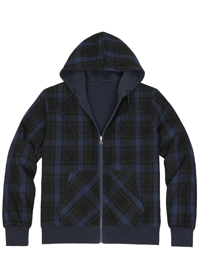 Men's Reversible Plaid Zip-Up Hooded Sweatshirt