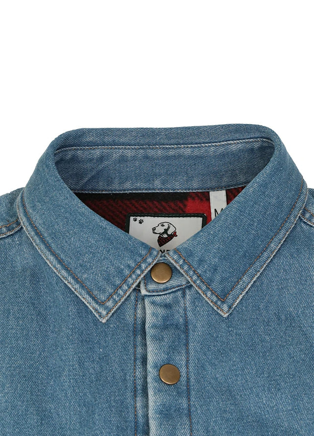 Men's Classic Denim Fleece Lined Shirt Jacket