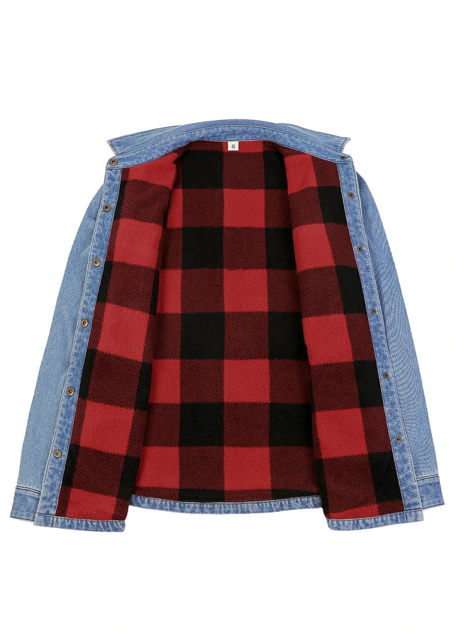 Women's Classic Fleece Lined Denim Shirt Jacket