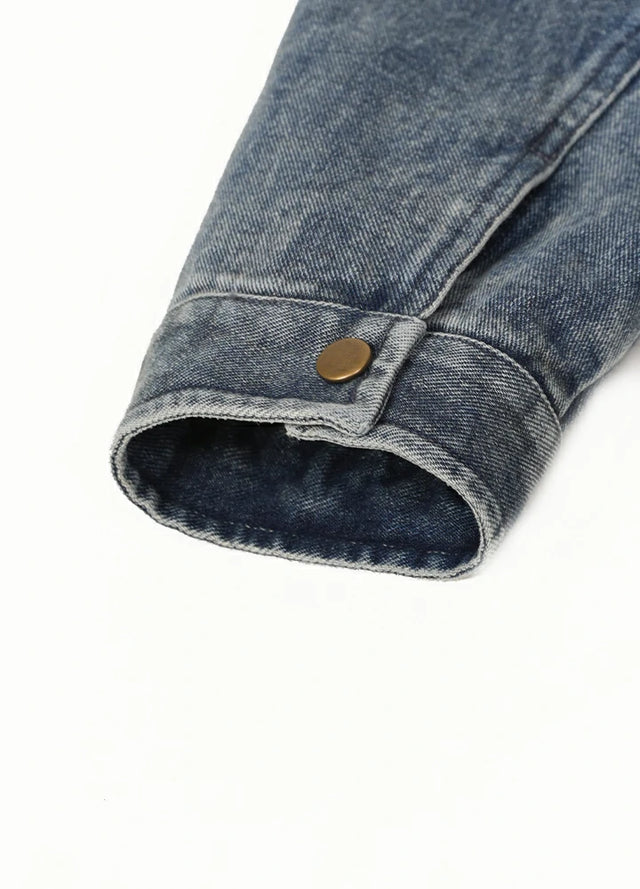 Heavyweight Pleated Washed Deconstructed Denim Jacket