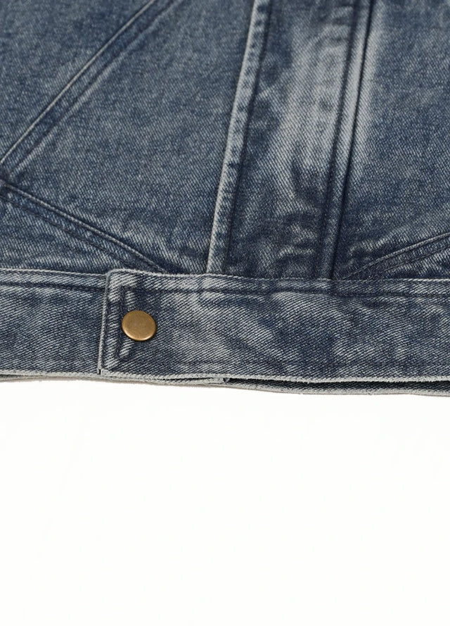 Heavyweight Pleated Washed Deconstructed Denim Jacket