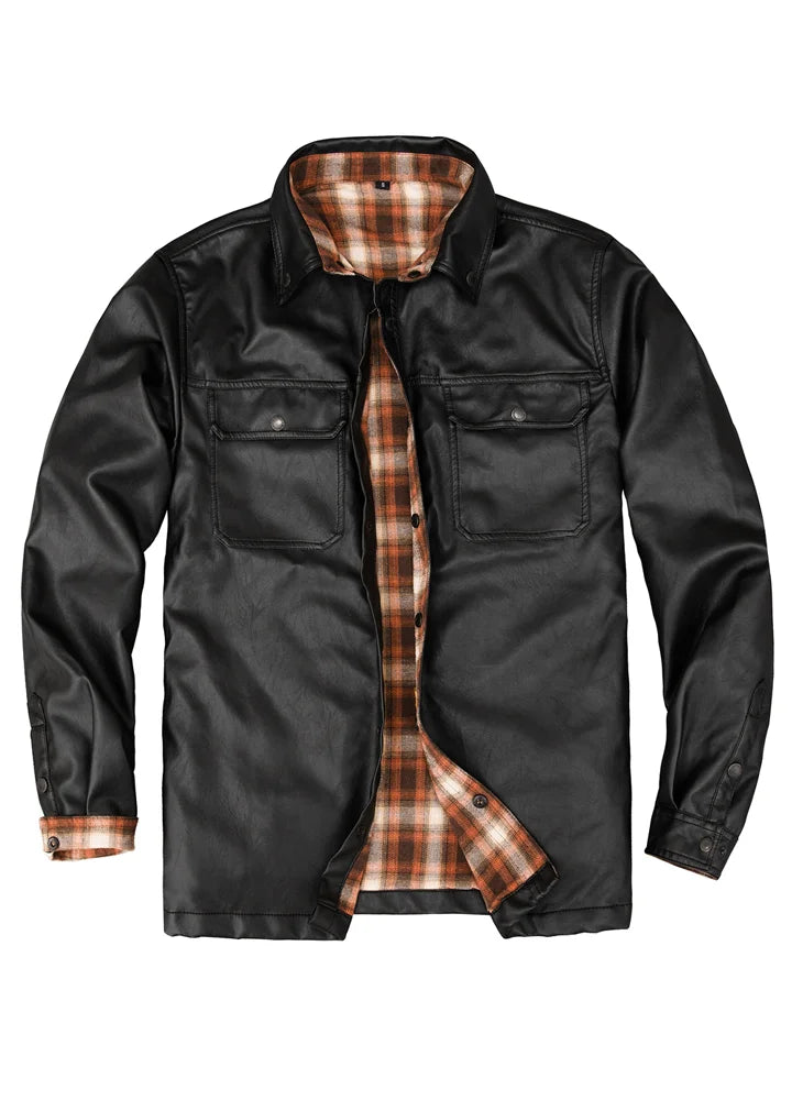 Leather jacket and flannel online