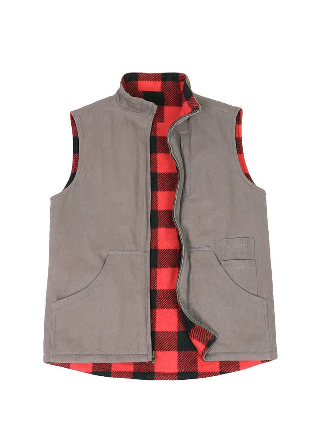 Front view of grey men's reversible vest