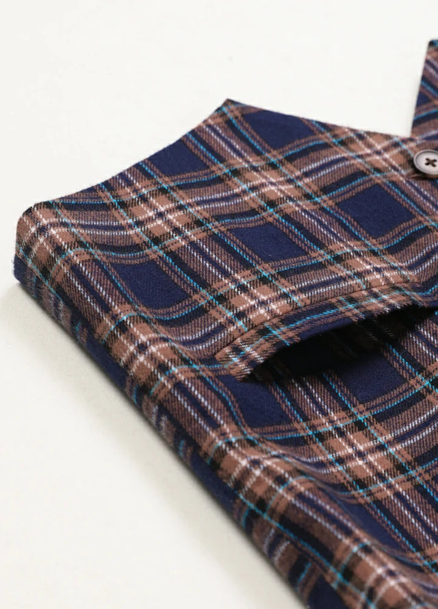 Detailed view of kids navy brown dressy suit vest with welt pocket