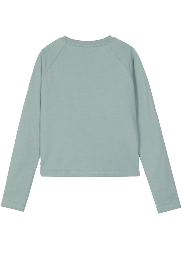 Girls Vintage Raglan Embroidered Long Sleeve Cropped T-Shirt