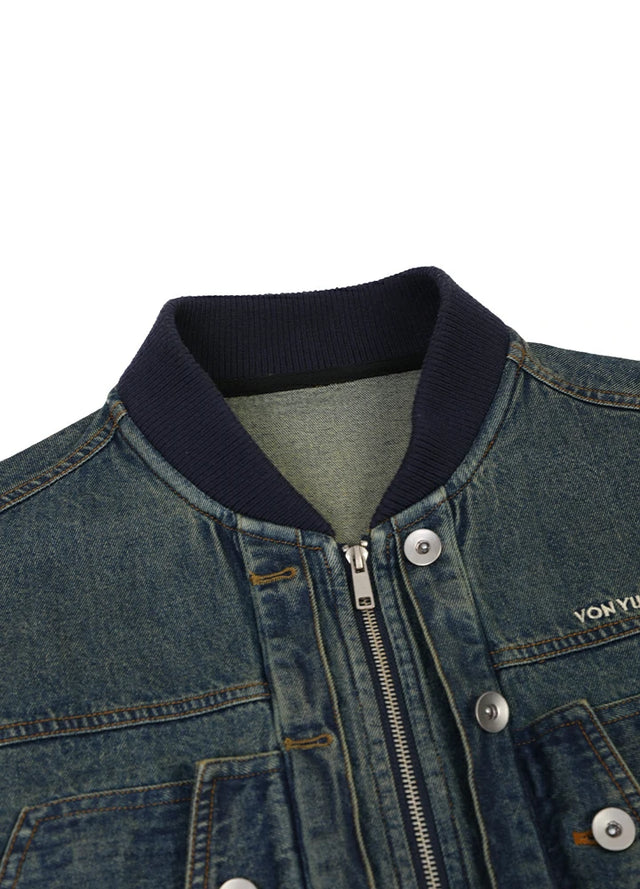 Women's Aged Washed Cropped Denim Jacket