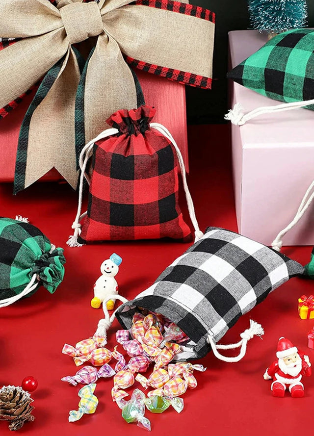 8 Pieces Plaid Cotton Candy Bag