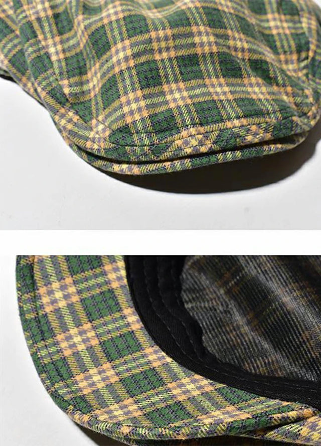 Women's Vintage Plaid Flat Cap