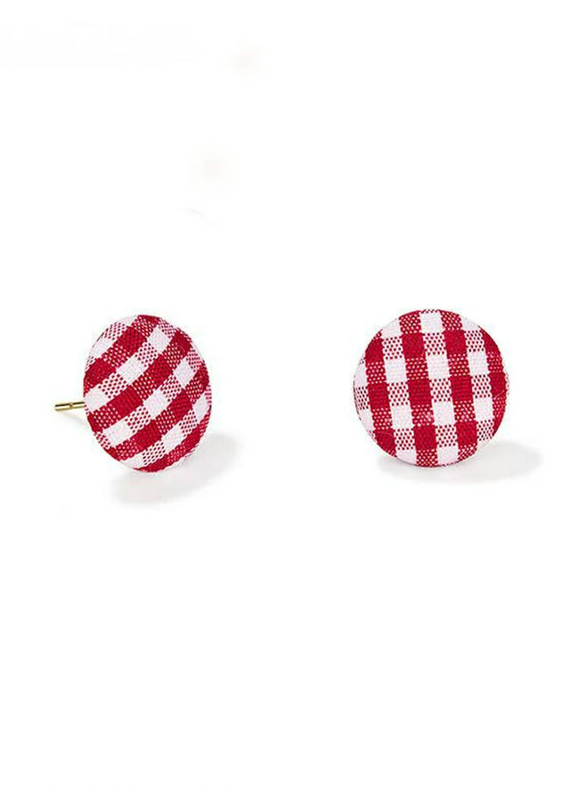Women's Cute Round Check Stud Earrings