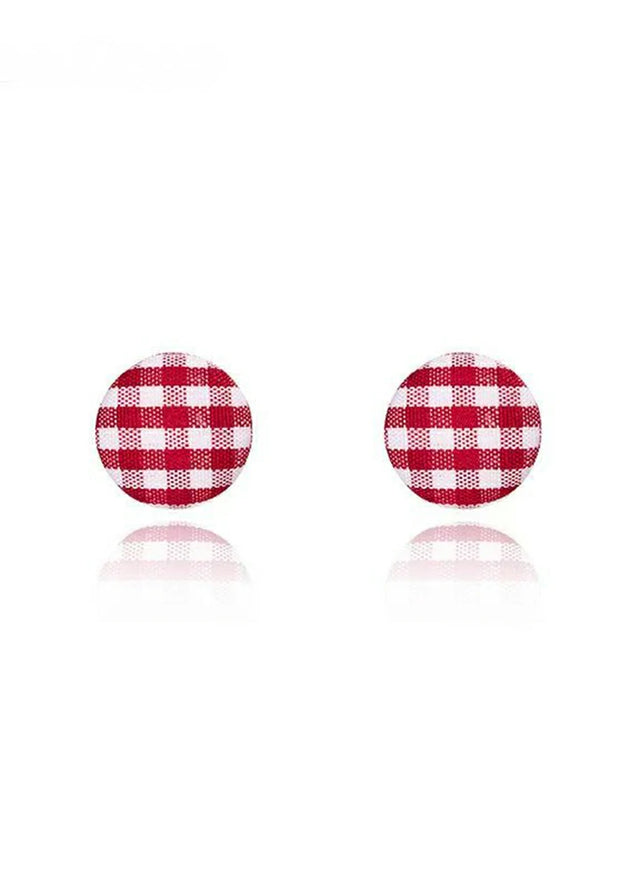 Women's Cute Round Check Stud Earrings