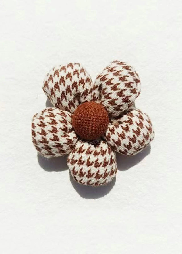 Flower Houndstooth Brooch Pin