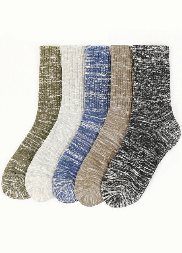 Men's Vintage Slub Cotton Textured Crew Socks