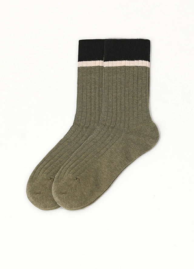 Men's Casual Double-Cylinder Ribbed Crew Socks