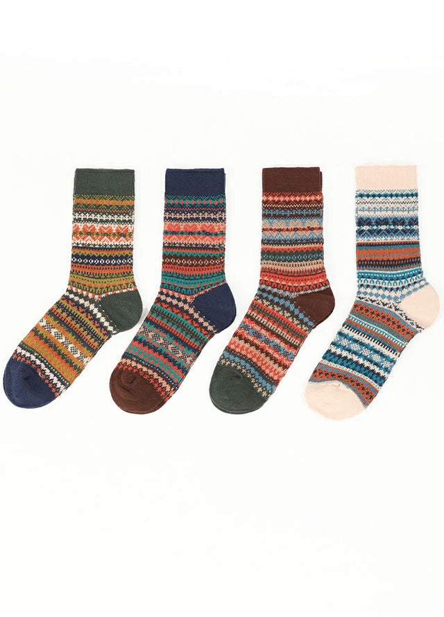 Women's Nordic Fair Isle Double-Knit Crew Socks - Combo Set