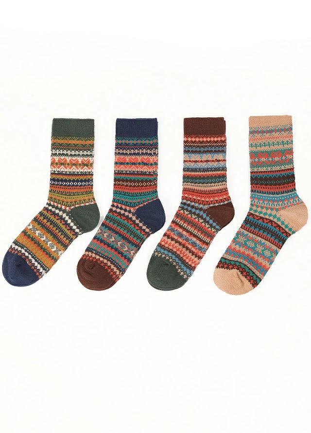 Women's Nordic Fair Isle Double-Knit Crew Socks - Combo Set