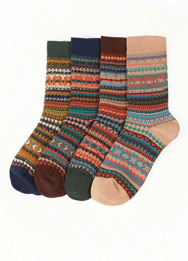 Women's Nordic Fair Isle Double-Knit Crew Socks - Combo Set
