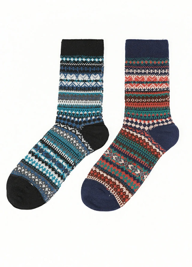 Men's Nordic Fair Isle Double-Knit Crew Socks - Combo Set