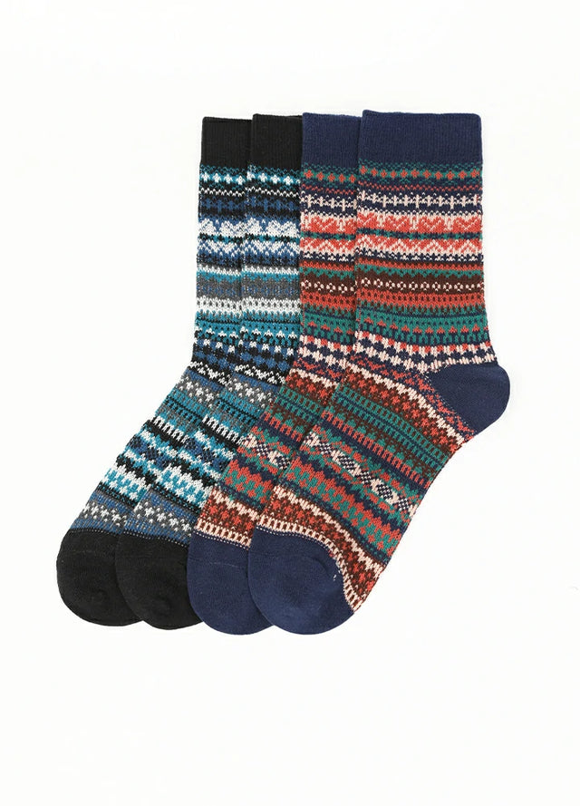 Men's Nordic Fair Isle Double-Knit Crew Socks - Combo Set