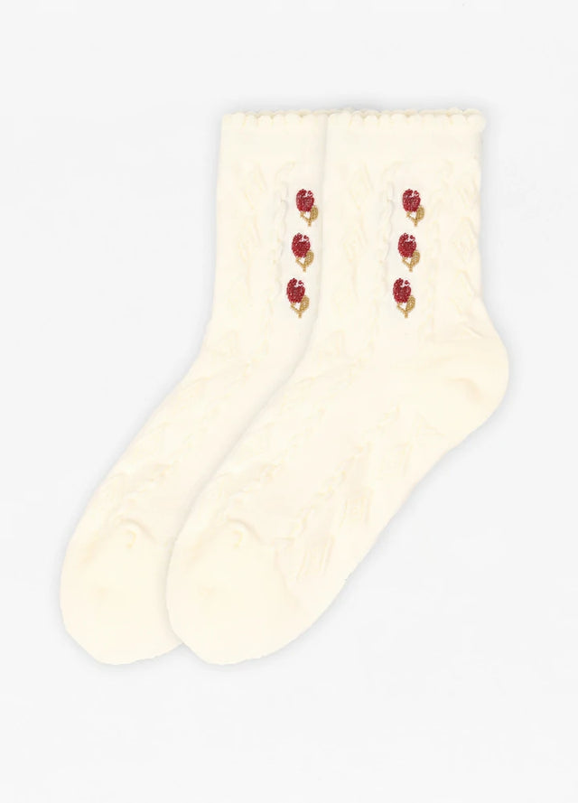 Women's Garden Poetic Embroidery Cotton Socks - Combo Set