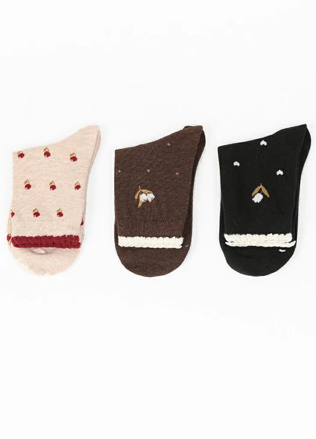 Women's Garden Poetic Embroidery Cotton Socks - Combo Set