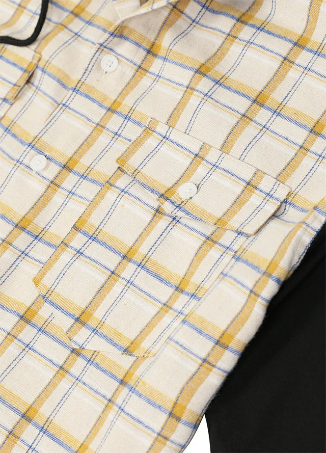 Vintage Hooded Plaid Flannel Shirt - Streetwear Short Sleeve Hoodie