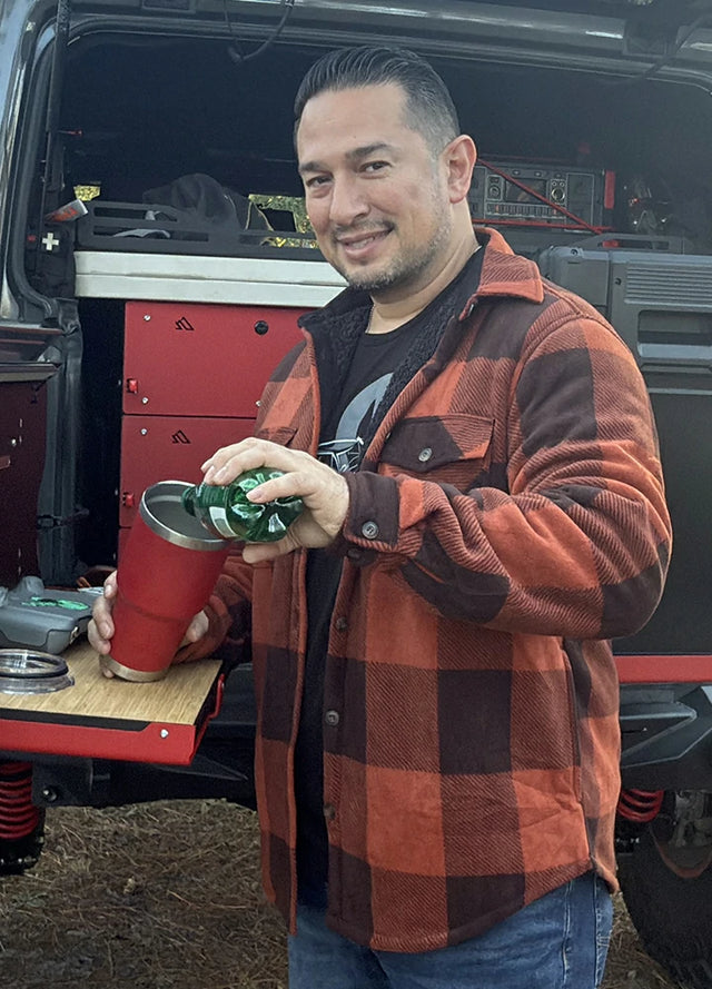 Men's Warm Sherpa Lined Plaid Shirt Jacket (Sherpa Lined Throughout)