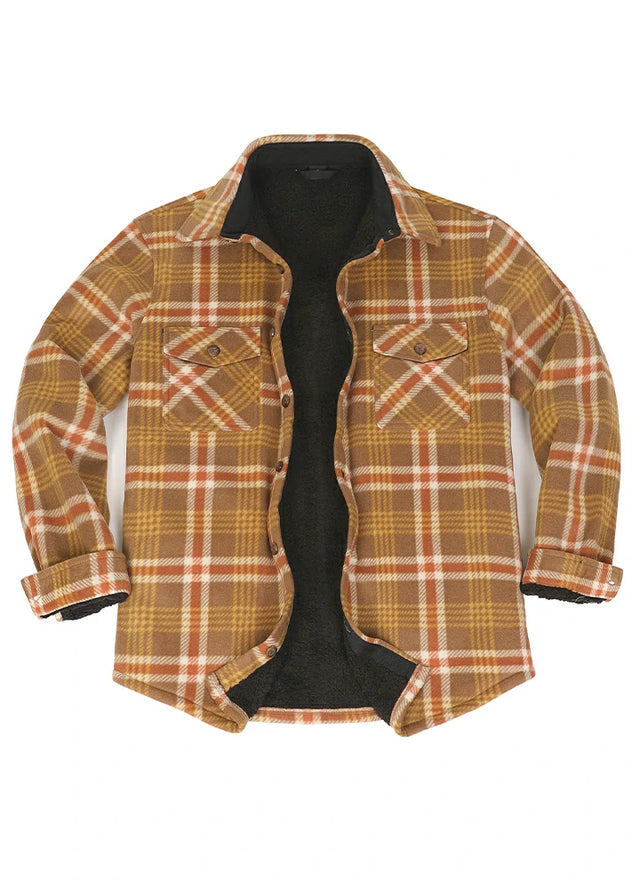 Men's Fleece Lined Plaid Shirt Jacket, Button Down