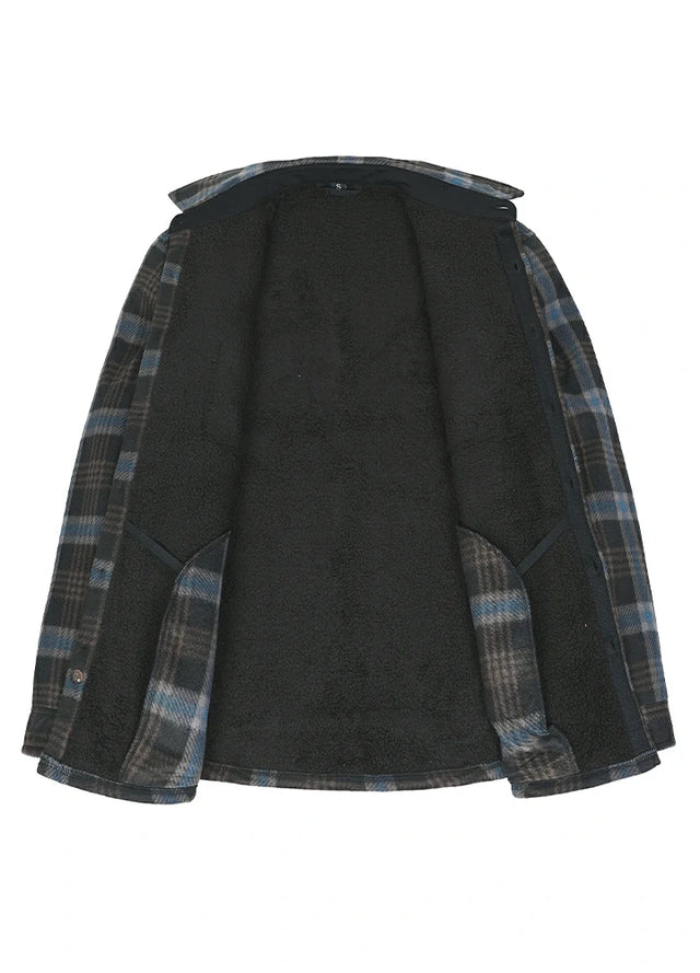 Men's Fleece Lined Plaid Shirt Jacket, Button Down