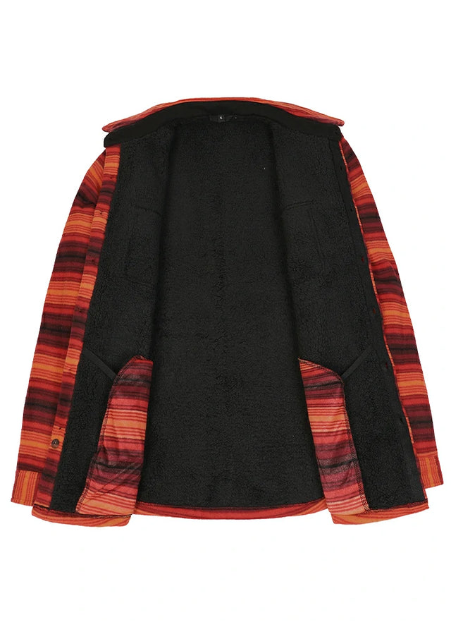 Men's Fleece Lined Plaid Shirt Jacket, Button Down