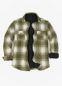 Front view of light green white men's sherpa lined shacket