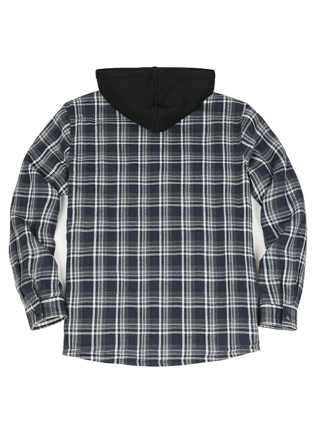 Men's Sherpa Lined Warm Flannel Plaid Hoodie Jacket