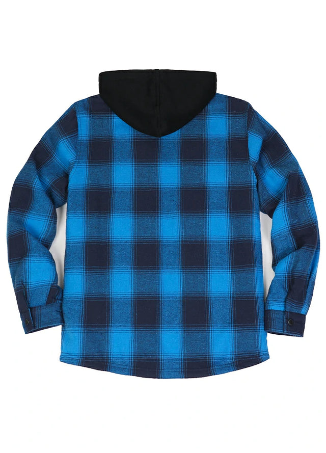 Men's Sherpa Lined Warm Flannel Plaid Hoodie Jacket