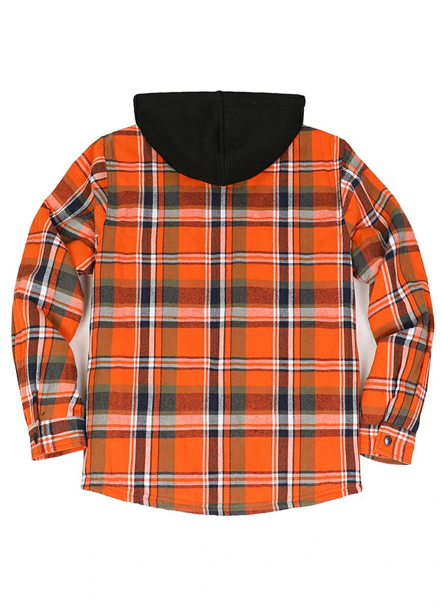 Men's Sherpa Lined Warm Flannel Plaid Hoodie Jacket