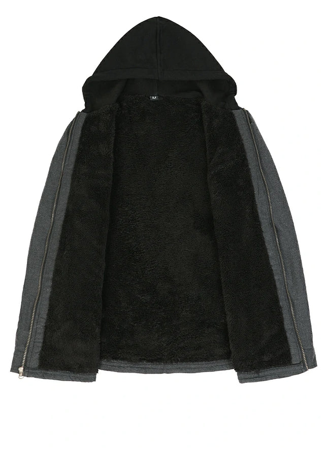 Men's Sherpa Lined Warm Flannel Plaid Hoodie Jacket