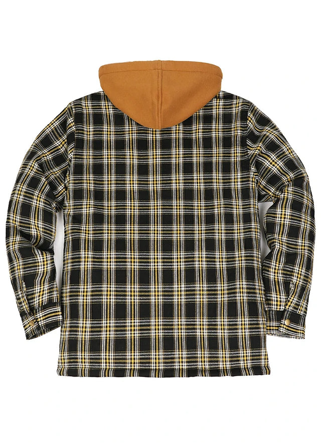 Men's Thicken Plaid Hooded Flannel Jacket with Quilted Lined