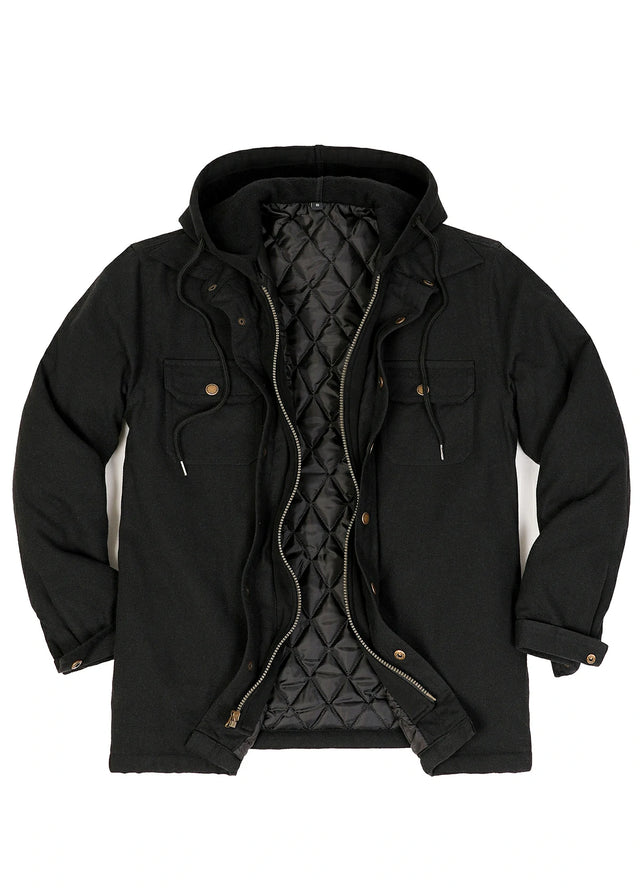 Men's Thicken Plaid Hooded Flannel Shirt Jacket with Quilted Lined