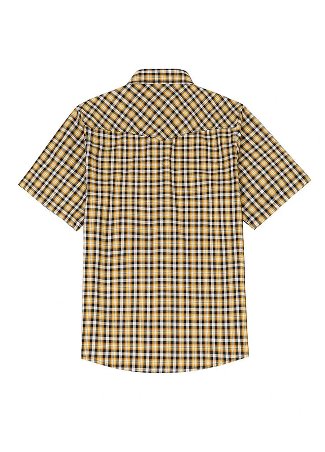 Back view of bumblebee men's short sleeve western shirt