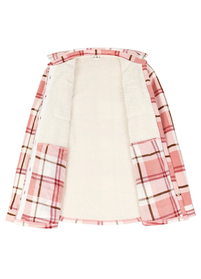 Women's Sherpa Lined Throughout Button Up Plaid Jacket