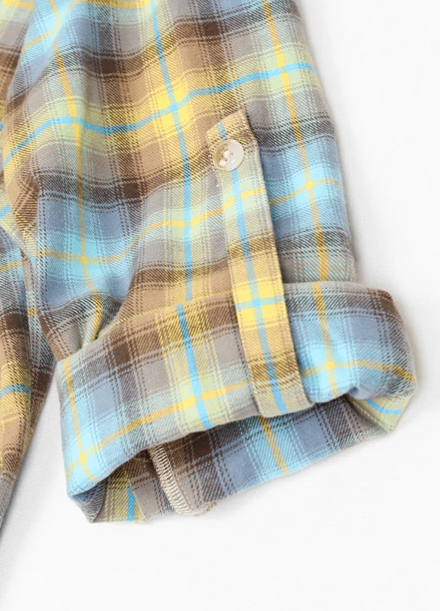 Zacht flanellen damesoverhemd met opgerolde mouwen