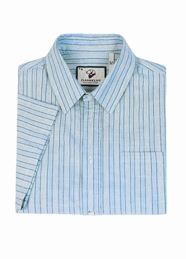 Men's Breathable Fine Stripe Short Sleeve Shirt