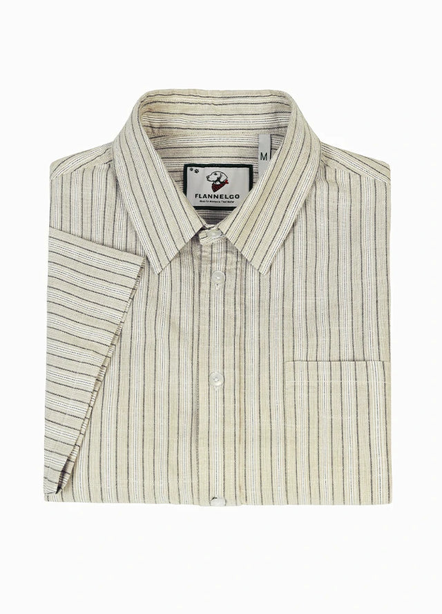 Men's Breathable Fine Stripe Short Sleeve Shirt