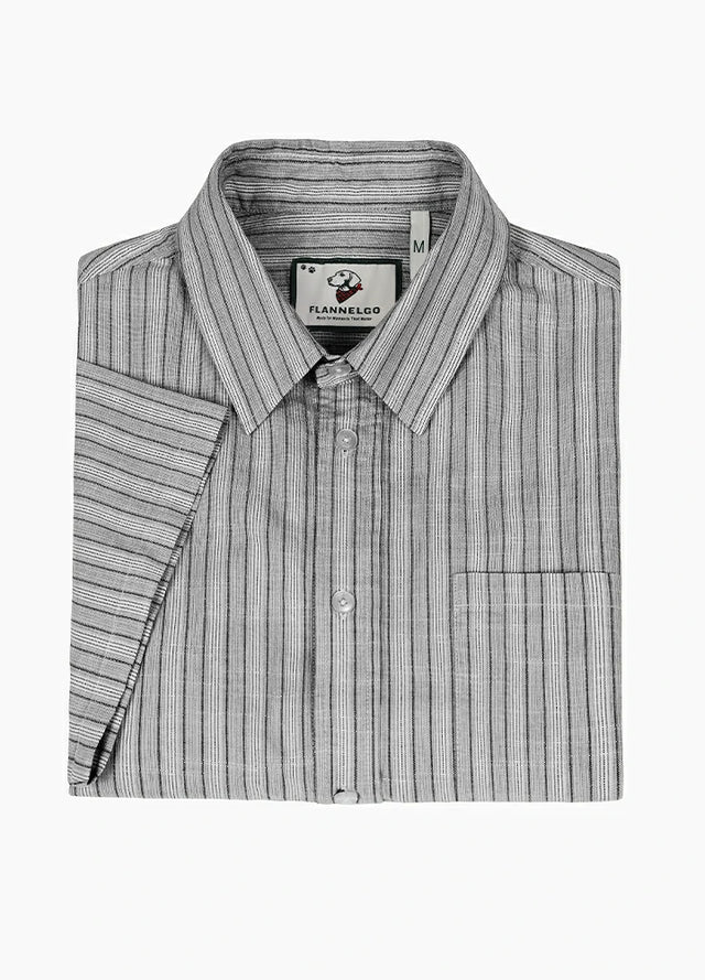 Men's Breathable Fine Stripe Short Sleeve Shirt