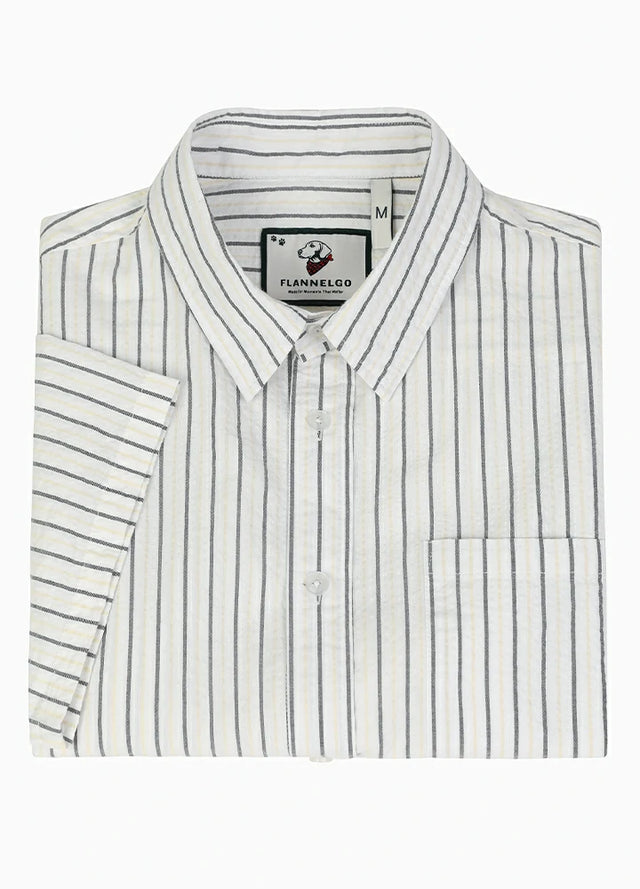 Men's Stripe Seersucker Short Sleeve Shirt