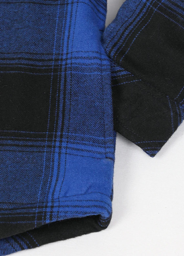 Kids Hooded Flannel Shirt Jacket With Quilted Lined