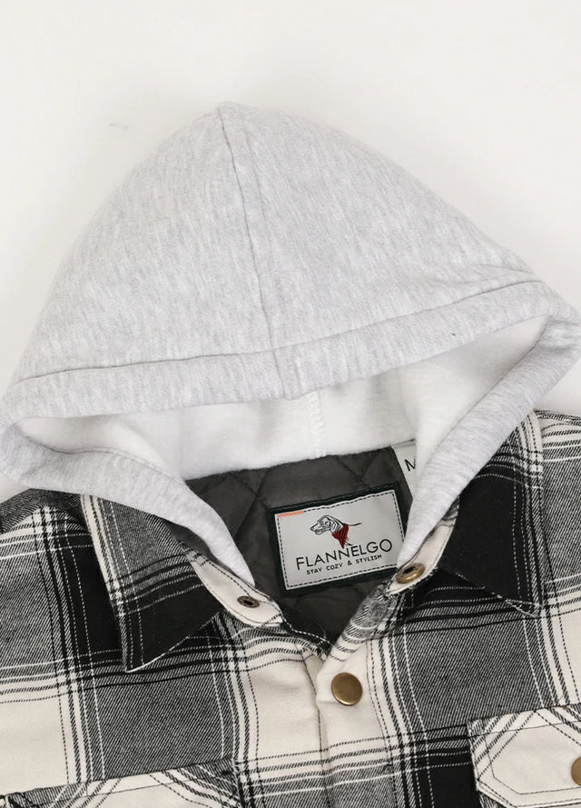 Kids Hooded Flannel Shirt Jacket With Quilted Lined