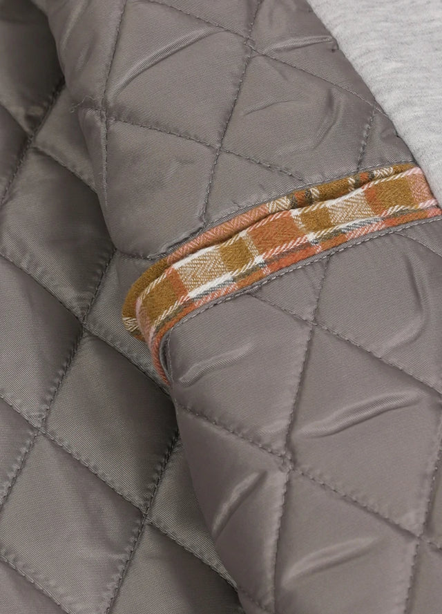 Detailed view of womens pink winter flannel jacket Inside pocket