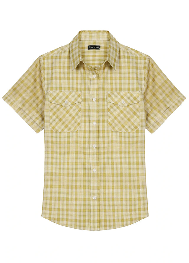 Women's Summer Nostalgia Plaid Short Sleeve Shirt